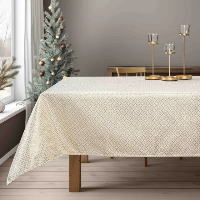 Beauty Home ΤΡΑΠΕΖΟΜΑΝΤΗΛΟ ΖΑΚΑΡ ΕΚΡΟΥ- ΧΡΥΣΟ 135 x 180 cm