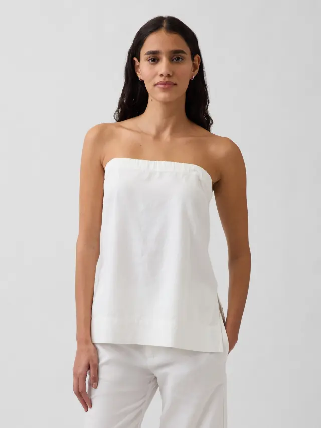 Αμάνικο Τοπ από Μείγμα Λινού New off white