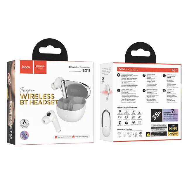 Wireless Hands Free Hoco EQ11 Pacifico TWS V5.3 400mAh Milky White 2