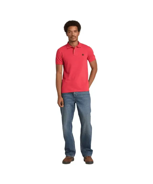 Timberland - Ανδρικό Κοντομάνικο T-shirt Polo Slim Fit Mε Λογότυπο Oyster River TB0A2BS1-N96 Κόκκινο - L 2