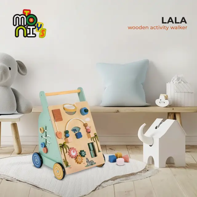 Moni Ξύλινη Περπατούρα Wooden Activity Walker 3801005600694 2