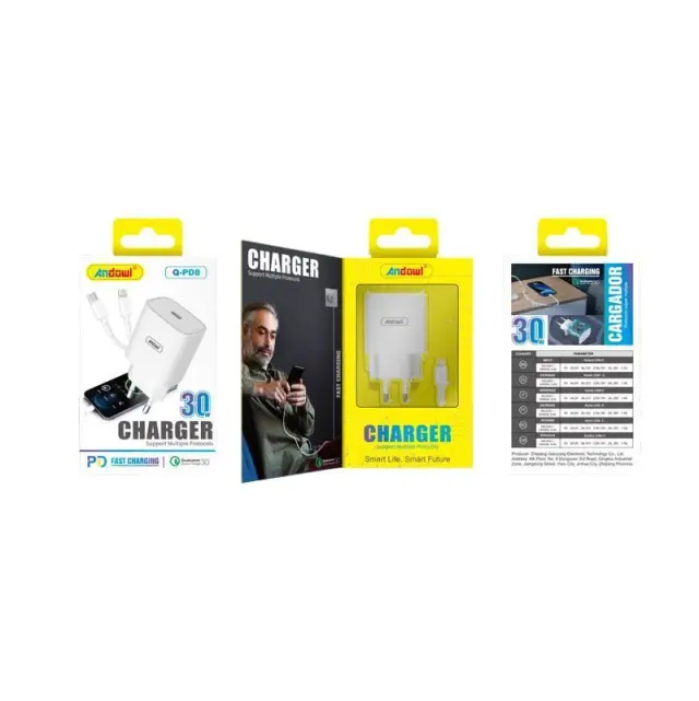 Andowl Φορτιστής με καλώδιο Type-C σε Lightning 30W Q-PD8 - Charger 075785