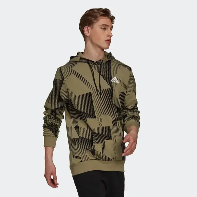 adidas Sportswear Three Bar Graphics Hoodie (H18410-Olive) - Λαδί - S