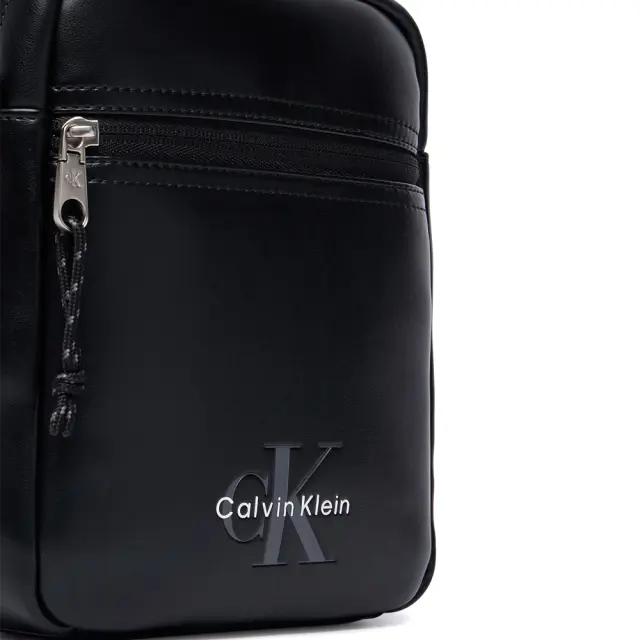 Calvin Klein Ανδρικό Μικρό Τσαντάκι Ώμου / Χιαστί Bold Logo Webbing Reporter Μαύρο 3