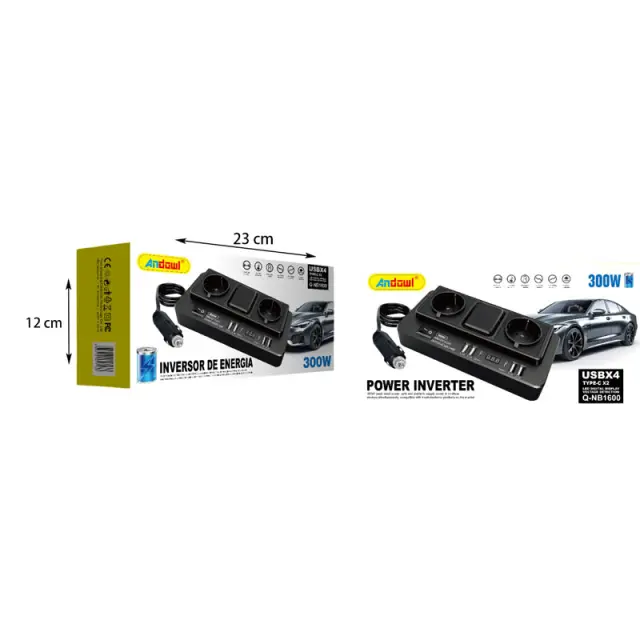 Andowl Μετατροπέας Φορτιστής αυτοκινήτου Q-NB1600 - Power Inverter 075966 2