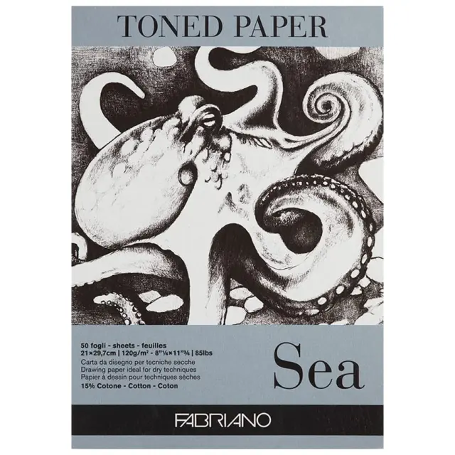 Μπλοκ Fabriano Toned Paper Sea για Ζωγραφική 120g/m² - A4 21x29.7cm - 50 Φύλλα