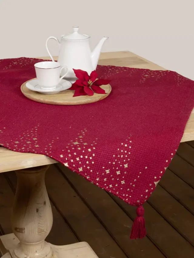 Καρέ 85Χ85 Christmas Nima Winter Luxe Red 100% βαμβακερό