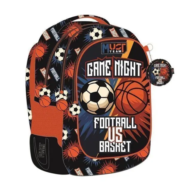 Must Σχολική Τσάντα Πλάτης Δημοτικού 3 θήκες Football vs Basketball (000587635)