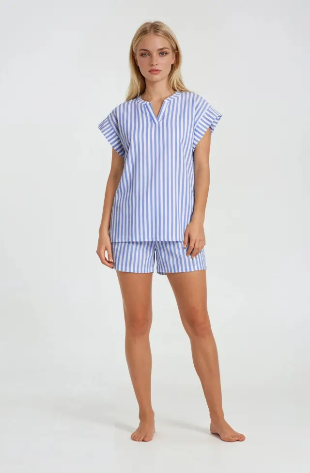 S1342 - Type - PYJAMA SHORTS SOFT BLUE STRIPE 2
