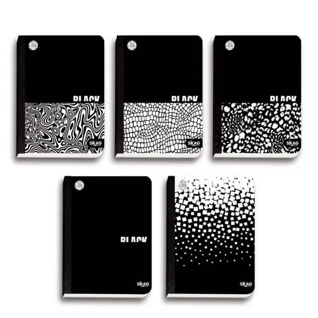 Skag Λινόδετο Τετράδιο 2 Θεμάτων Black & White 17x25 Ριγέ / 309752 (Skag)