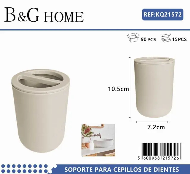 Θήκες οδοντόβουρτσας πλαστικές σε σετ 5Χ - Beige - 21572 2