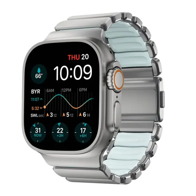 Nomad Stratos Band Natural Titanium Icy Blue Glow FKM AW 45/46/49mm