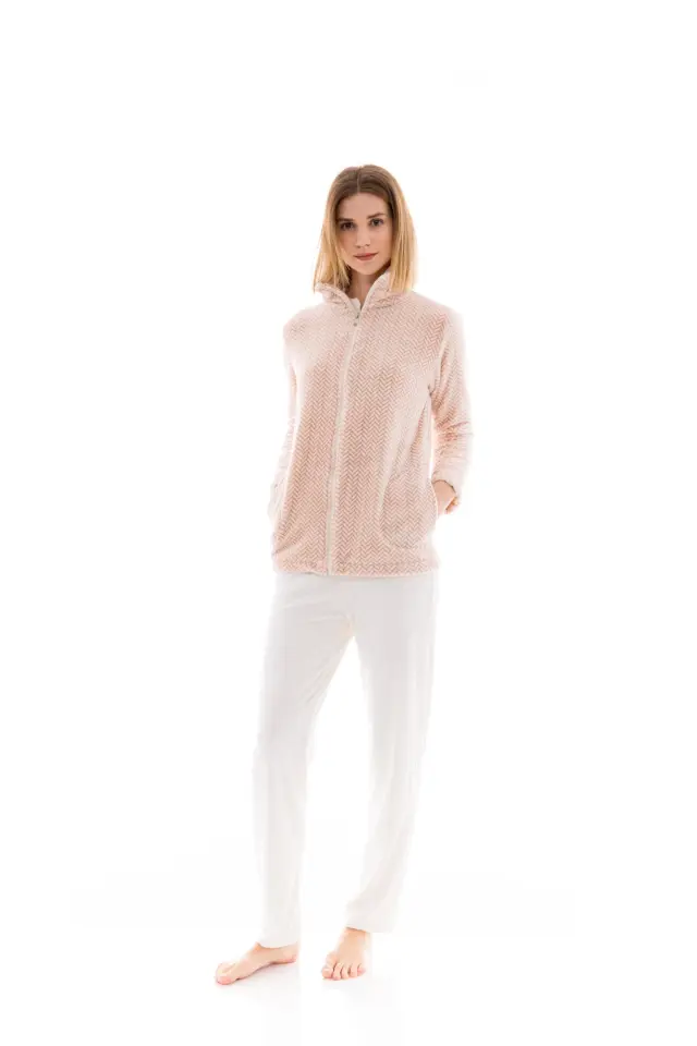 W1458 - Dusty Pink - ROBE ZIPPER FLEECE AUTUMN NATURE - S 2