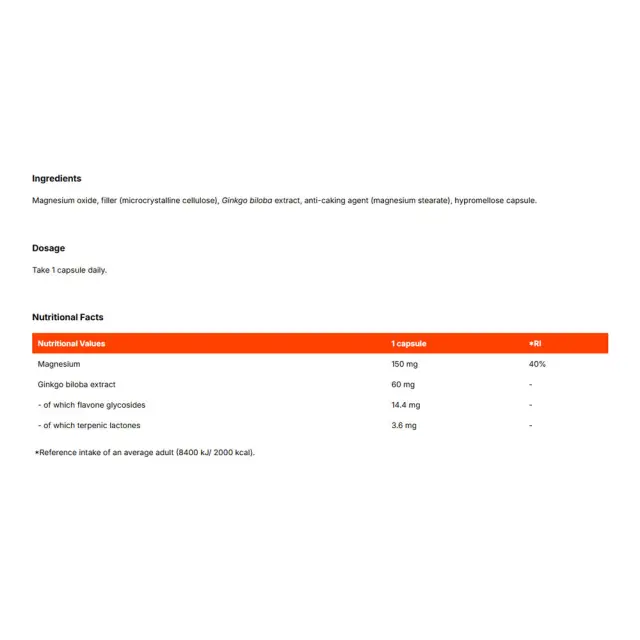 GymBeam Ginkgo Biloba + Magnesium 2