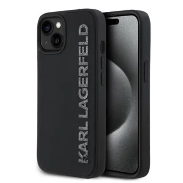 Karl Lagerfeld 3D Rubber Glitter Logo Case for iPhone 14 Black