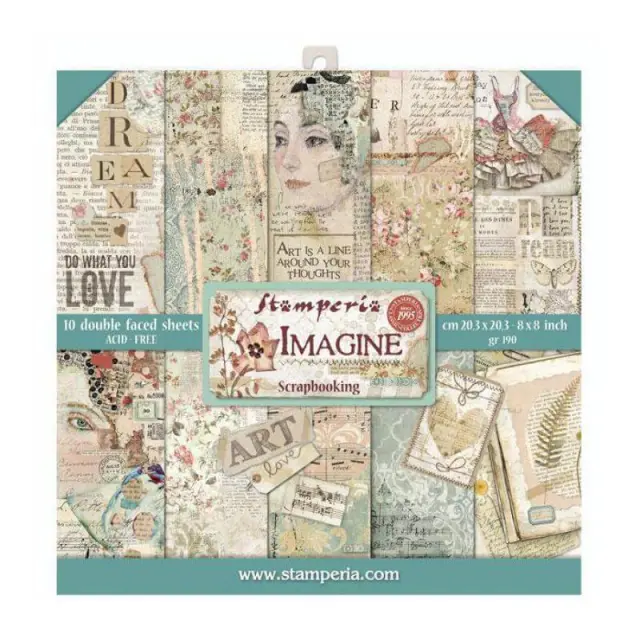 Σετ 10 Χαρτιά Scrapbooking Stamperia Διπλής Όψης - Imagine - 20.3x20.3cm
