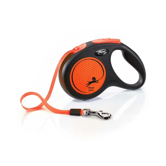 Flexi New Neon Πτυσσόμενο Λουρί/Οδηγός Σκύλου Ιμάντας Πορτοκαλί 5m Πορτοκαλί - S 2