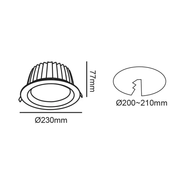 LED ΛΕΥΚΟ ΧΩΝΕΥΤΟ ΦΩΤΙΣΤΙΚΟ 230V AC 40W 6500K 5000LM 100° Ra80 Φ230x77mm 5YRS / VIDO4065 2