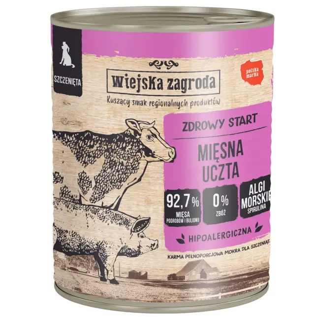 WIEJSKA ZAGRODA Puppy Meat feast - wet dog food - 800g