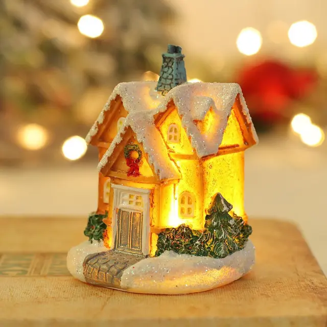 Artezan Christmas LED Table Top House Decoration Yellow 8.3*6.5*6cm 15.004.0229 2