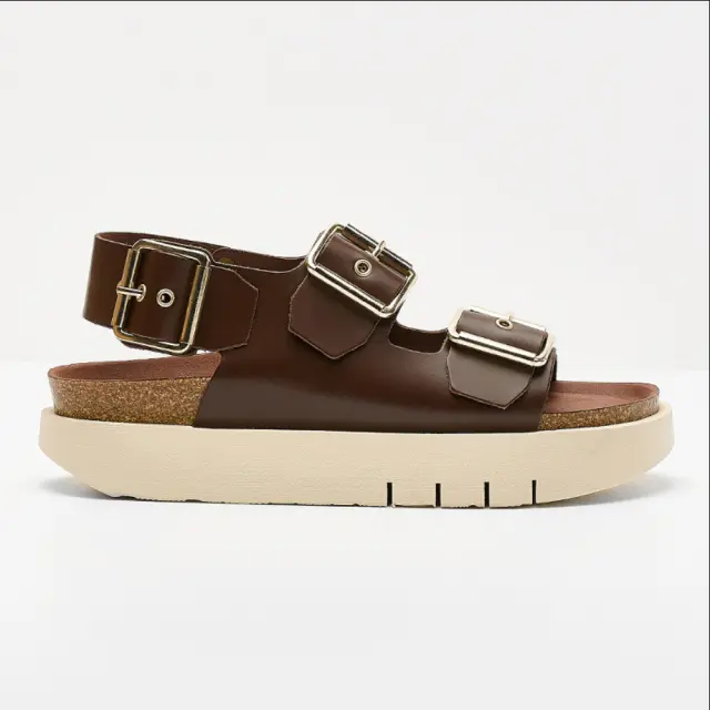 Genuins Πέδιλα Γυναικείο δέρμα Καφέ GEN/FELINA PLATFORM BROWN - 37