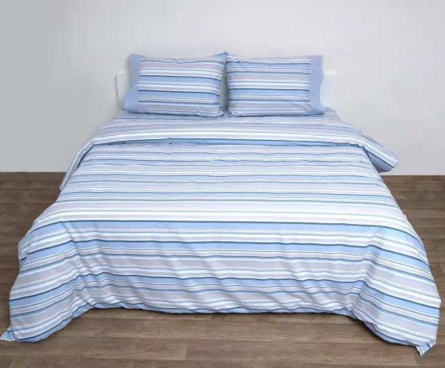 Σετ Σεντόνια 240x270 Υπέρδιπλα Border Anna Riska 3003 Σιέλ 100% βαμβακερόΧωρίς Λάστιχο