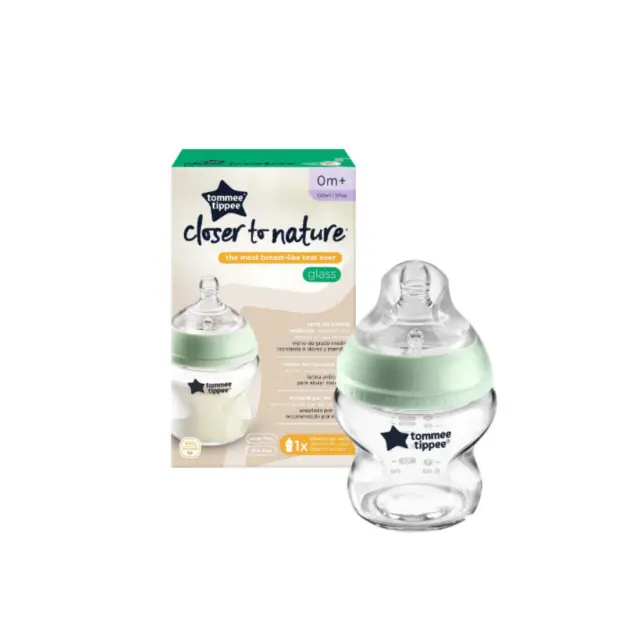 Tommee Tippee Γυάλινο Μπιμπερό Closer to nature μικρής ροής 150ml 0m+ 2