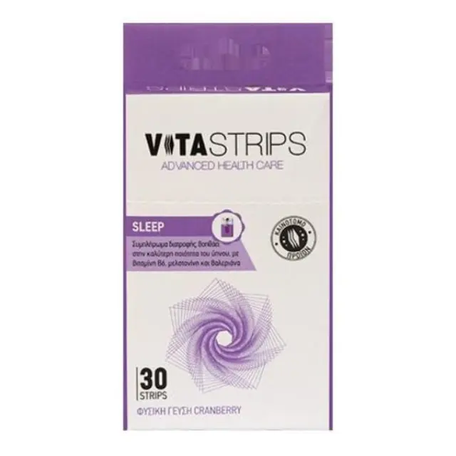 Vitastrips Sleep Συμπλήρωμα Διατροφής για τον Ύπνο με Φυσική Γεύση Κράνμπερι 30 τμχ