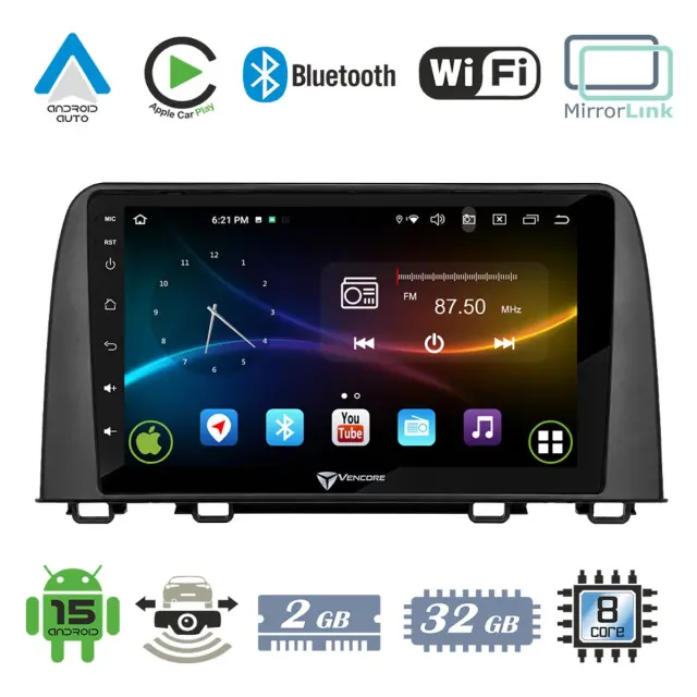 VenCore Οθόνη Multimedia Android 15 10.1" 9109A MTK6762 Octa-Core 2GB/32GB IPS με Πρόσοψη, CarPlay, Android Auto και Υποστήριξη Κάμερας Οπισθοπορείας AHD για Honda CRV 2017-2022 – Μαύρη (3236-10008-0160B1)