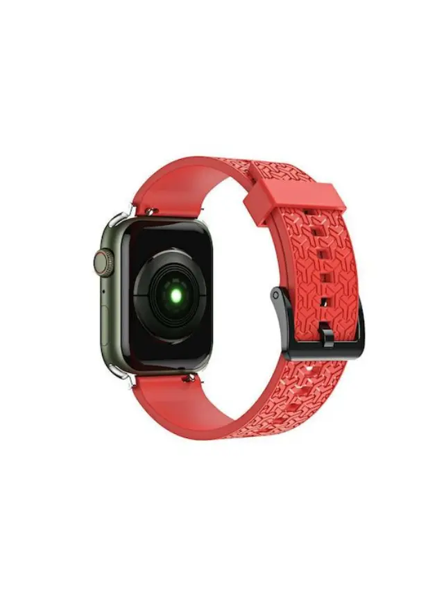 Wristband Watchband Aνταλλακτικό Λουράκι Σιλικόνης για Αpple Watch 44/45/46/49mm - Κόκκινο 2