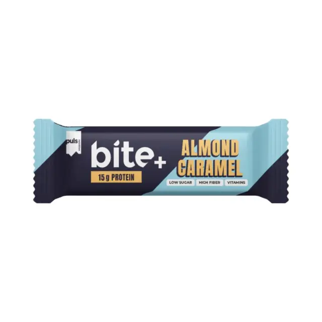 Πρωτεϊνική Μπάρα με Γεύση Almond Caramel Bite+ – Puls Nutrition – 50g 6430056599137