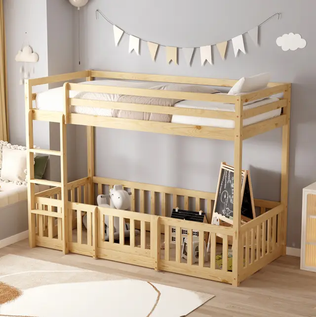 ΠΑΙΔΙΚΗ ΚΟΥΚΕΤΑ τ.MONTESSORI ΜΕ ΠΑΡΚΑΚΙ FB9703.01 ΞΥΛΟ ΠΕΥΚΟΥ ΦΥΣΙΚΟ ΓΙΑ 190x90εκ 3