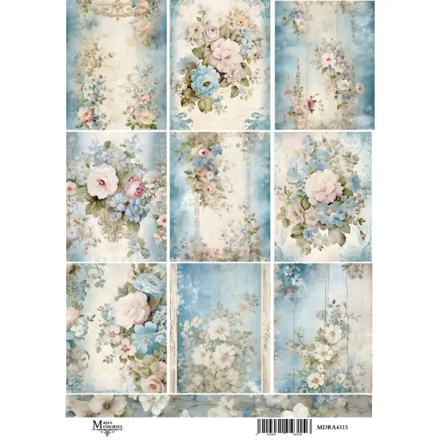 Ριζόχαρτο Maja's Memories, 22.5x32cm, Γαλάζια λουλούδια, MDRA4315