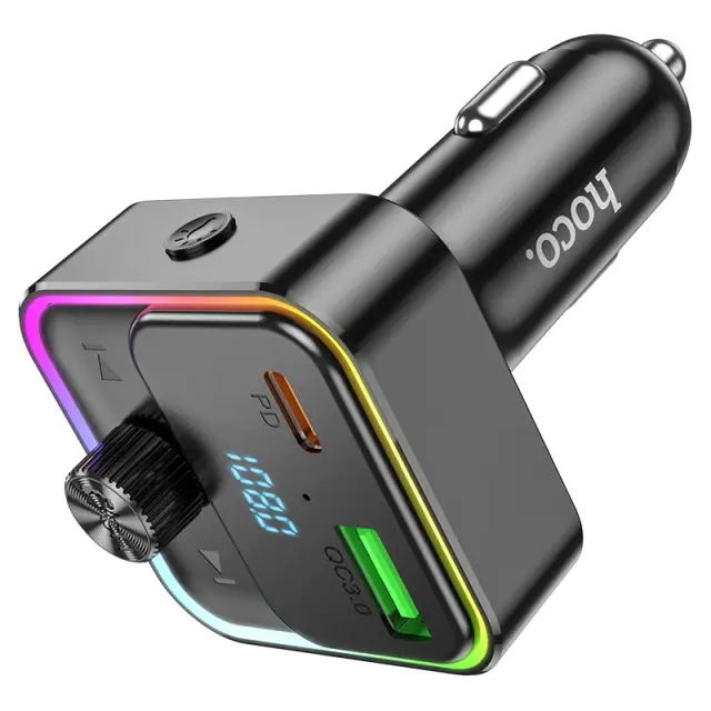 Hoco FM Transmitter Αυτοκινήτου με δυνατότητα σύνδεσης Bluetooth και USB Μαύρο E81 3