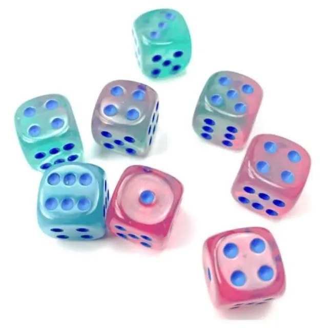 Gemini 12mm d6 Gel GreenPink/blue Luminary Dice Block (36 dice) 2
