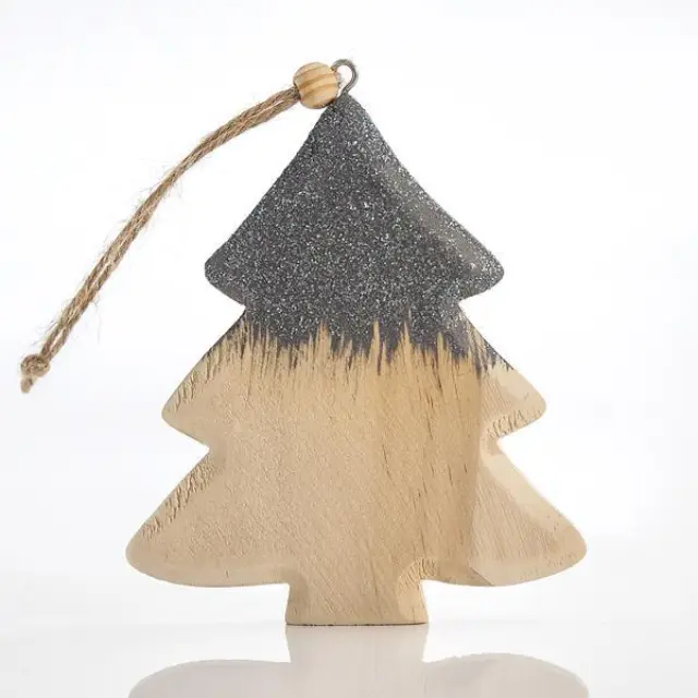 Δεντράκι Ξύλινο Με Γκρι Glitter 22x10x1.2cm