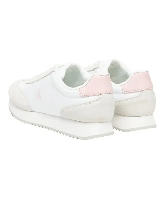 Calvin Klein - Γυναικεία Δερμάτινα Sneakers Runner Laceup Mg Nylon Mix YW0YW01828-0LD Λευκό - 40 3
