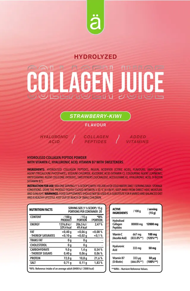 Nanosupps Collagen Juice Strawberry Kiwi, 300 g 2