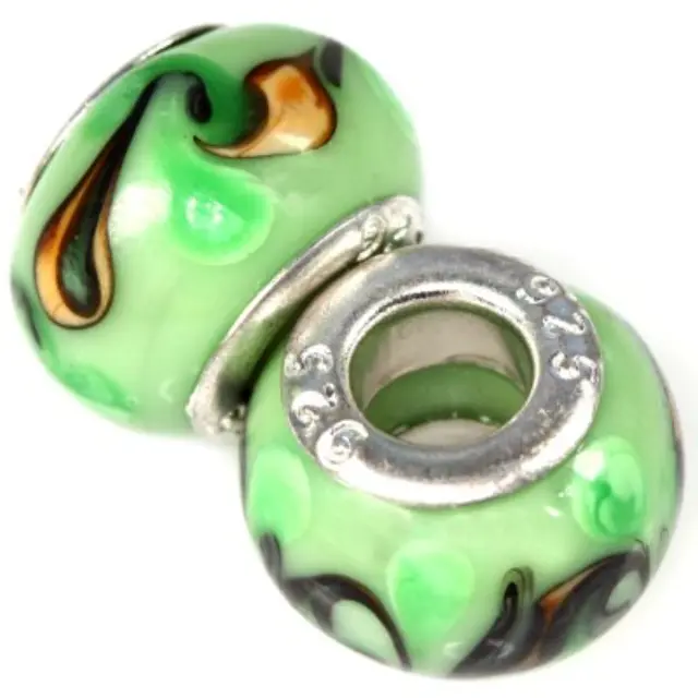 Χάντρα Modular Peacock Eyes Toffee/Green 9x14mm - 5τεμ