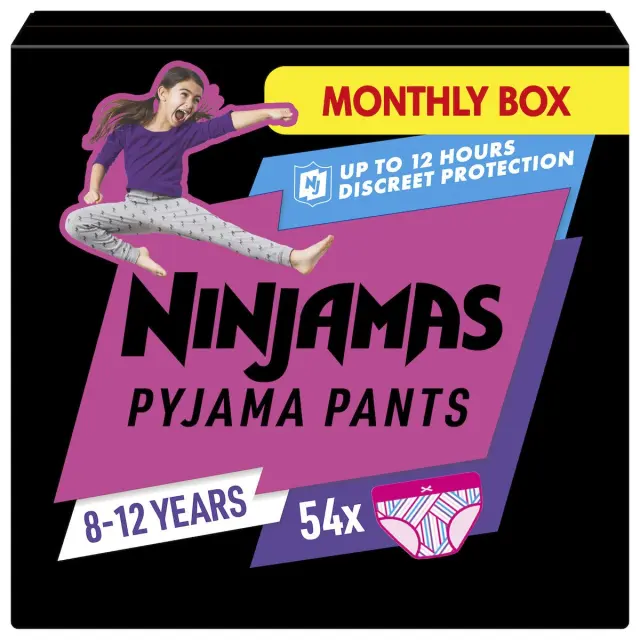 Pampers Πάνες Βρακάκι Ninjamas Girl για 27-43kg 54τμχ
