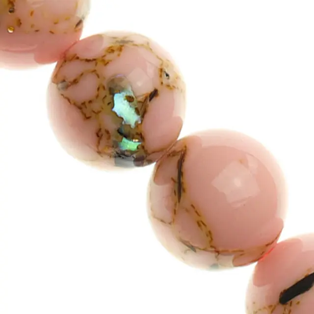 Χάντρα Sea Shell/Τυρκουάζ Reconstructed Misty Rose - Ø12mm ~33τεμ