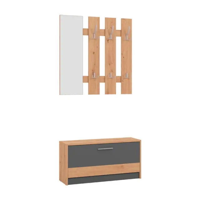 ΣΤΑΝΤ ΓΙΑ ΧΩΛ RIMINI ARTISAN OAK-ΓΚΡΙ ΓΡΑΦΙΤΗΣ 92x28x202εκ fxtr
