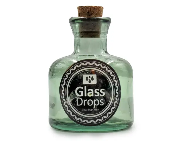 Διακοσμητικό Μπουκάλι με πώμα Glass Drops Ramos (5323DB600) Aπό 100% ανακυκλωμένο γυαλί, Xωρητικότητας 125ml, Διαστάσεων Ø 7 x Υ 10 cm, Νatural Green 5323DB600 3