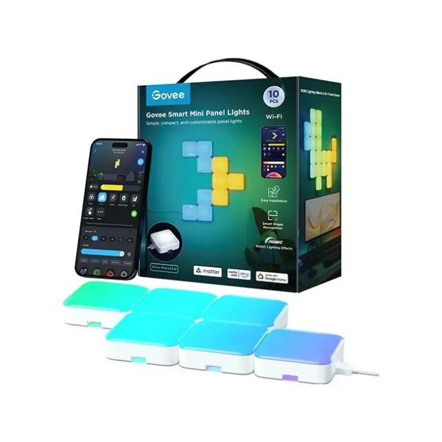 Govee Smart Mini Panel Lights 10pack RGBIC Wi-Fi & BT (H8069C01)