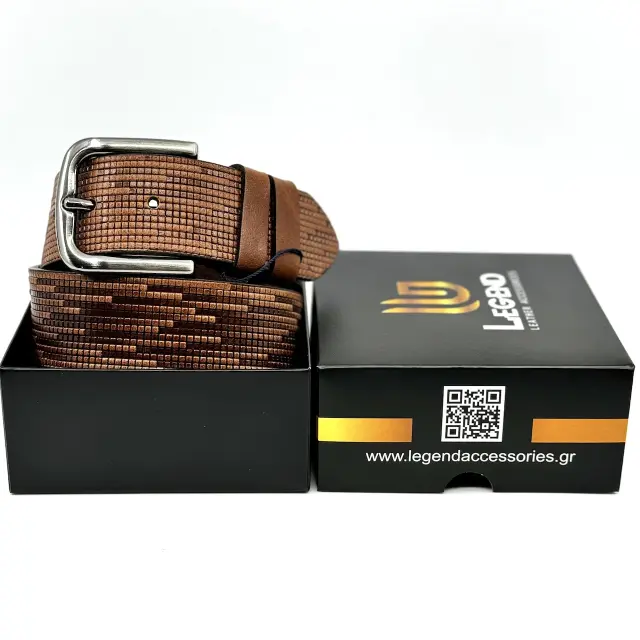 Ταμπά Δερμάτινη Ζώνη Full Grain με Ασημί Αγκράφα 4 cm 3