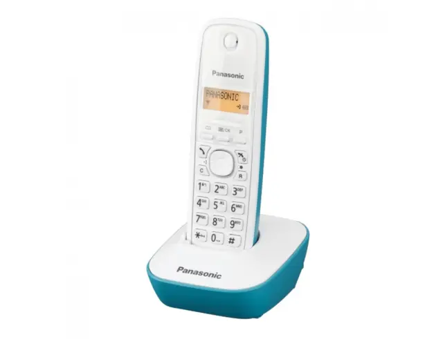 Ασύρματο Ψηφιακό Τηλέφωνο Panasonic KX-TG1611GRC Λευκό-Τυρκουάζ με Αναγνώριση Κλήσης, Λειτουργία Αφύπνισης και Φωτιζόμενη Οθόνη