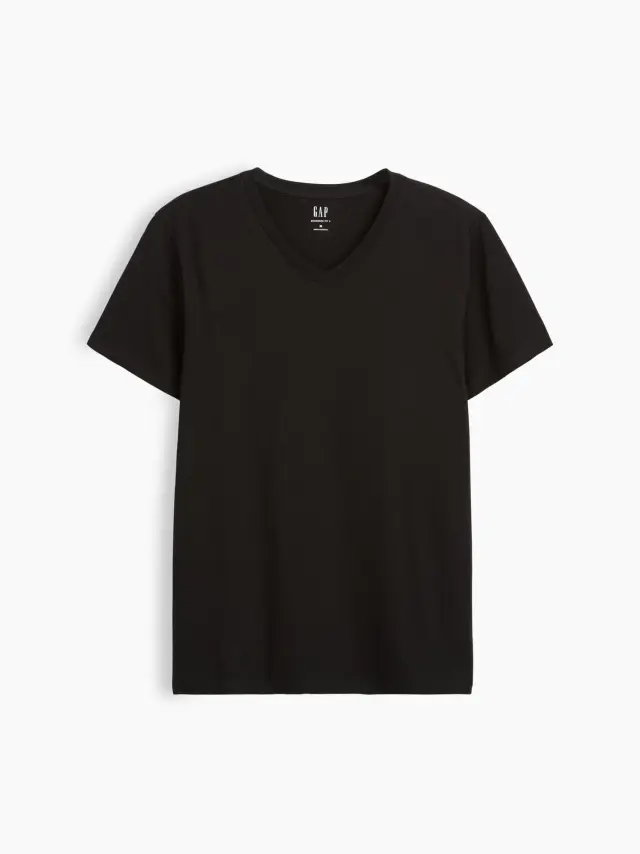 Μαύρη Μπλούζα Classic με V-λαιμόκοψη True black - L