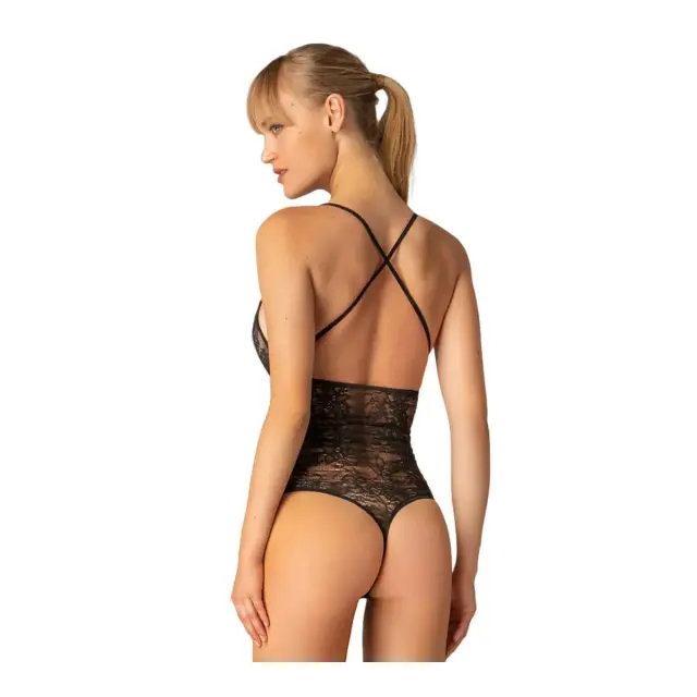 Milena Γυναικείο Κορμάκι String Δαντέλα Τρέσα Παγιέτες, Χρώμα Μαύρο-Χρυσό - M 2