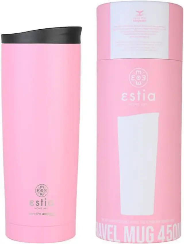 Estia Travel Mug Save The Aegean Ποτήρι Θερμός Ανοξείδωτο BPA Free 500ml Blossom Rose