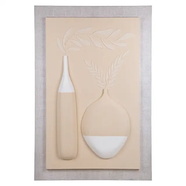 Πίνακας καμβά 3D βάζα λευκό–μπεζ 80x120cm Eurolamp 812-20128